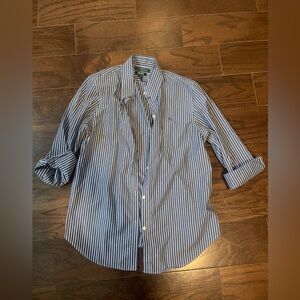Lauren Ralph Lauren Non Iron Button Down - Blue and White Stripe